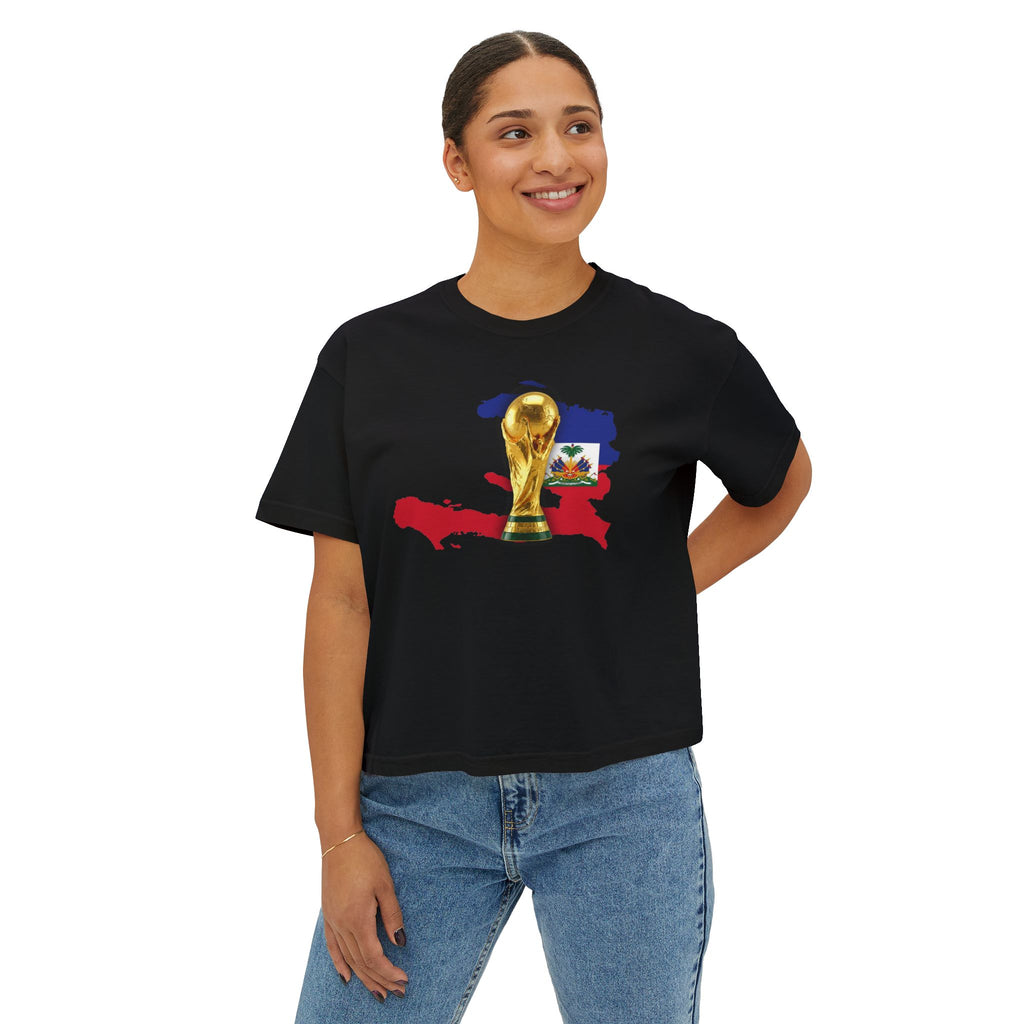Haiti World Cup Trophy Tee — Women’s Boxy Soccer Shirt