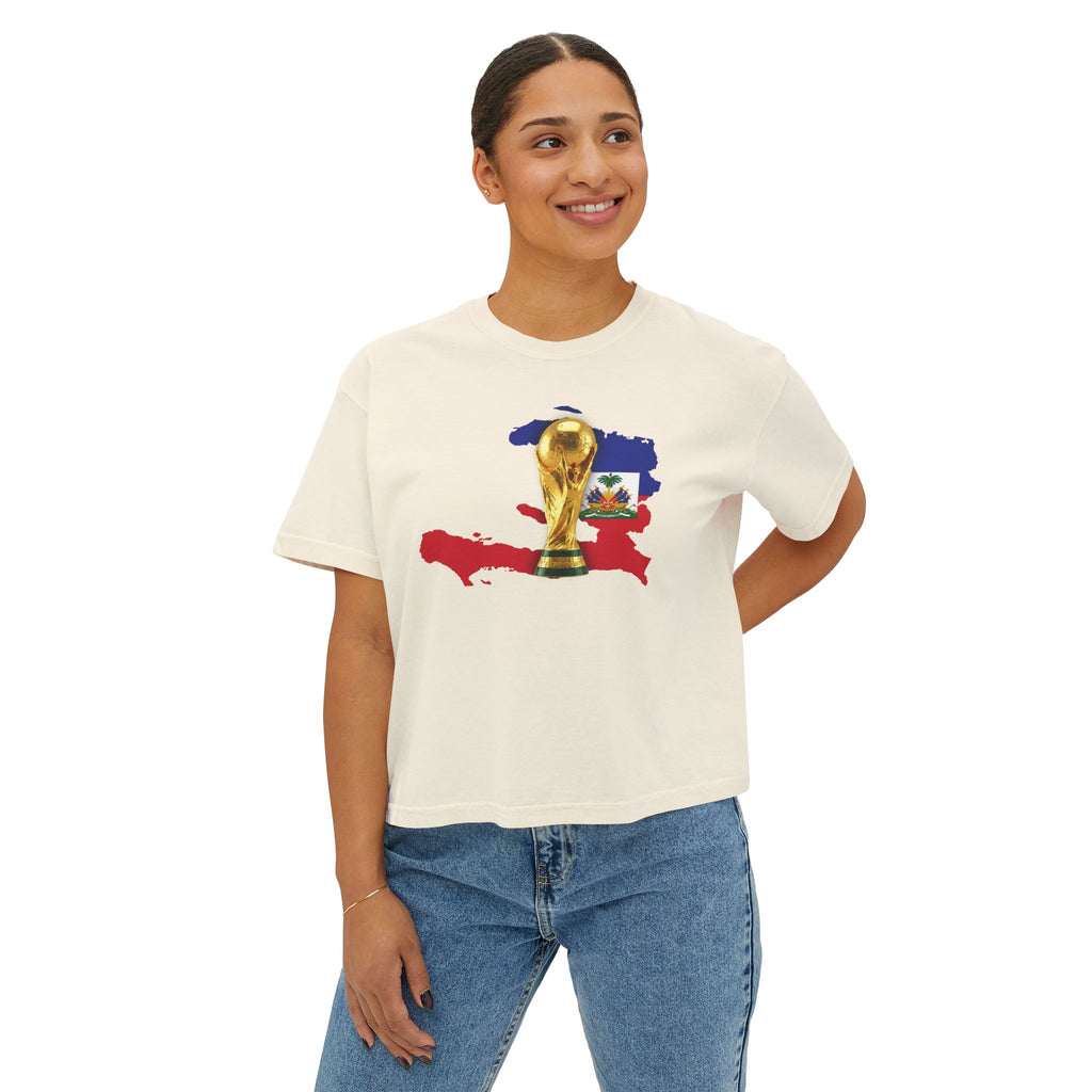 Haiti World Cup Trophy Tee — Women’s Boxy Soccer Shirt