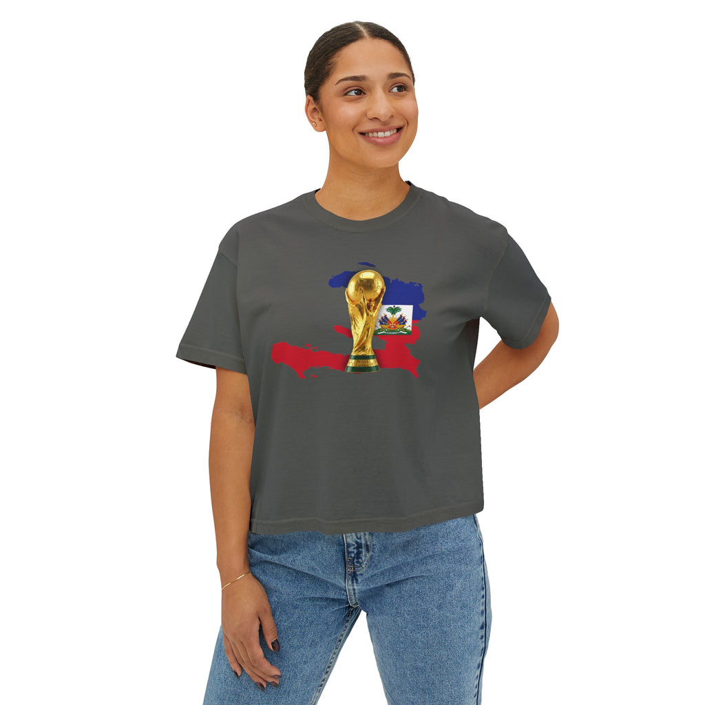 Haiti World Cup Trophy Tee — Women’s Boxy Soccer Shirt