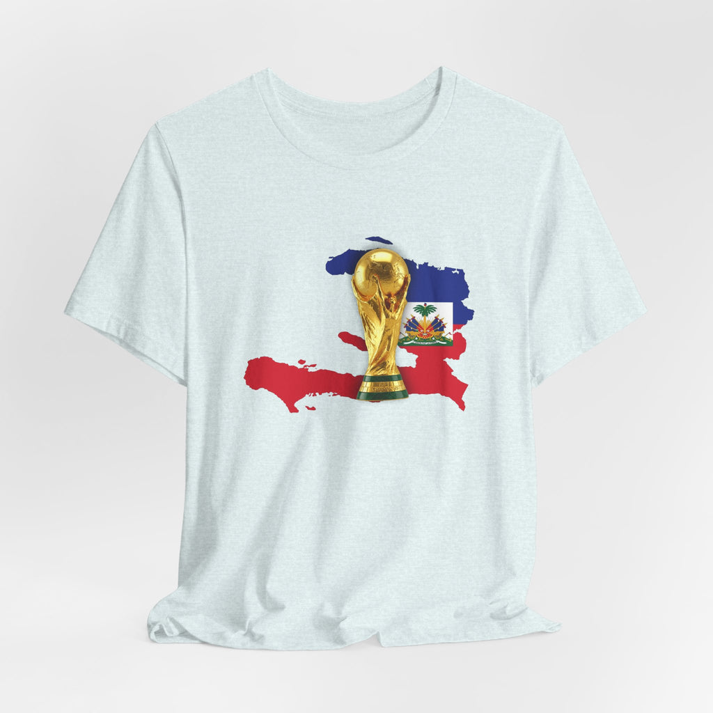 Haiti Map World Cup Trophy T-Shirt — Haitian Flag Soccer Fan Tee