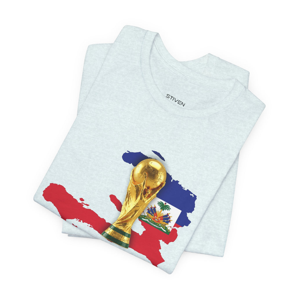 Haiti Map World Cup Trophy T-Shirt — Haitian Flag Soccer Fan Tee