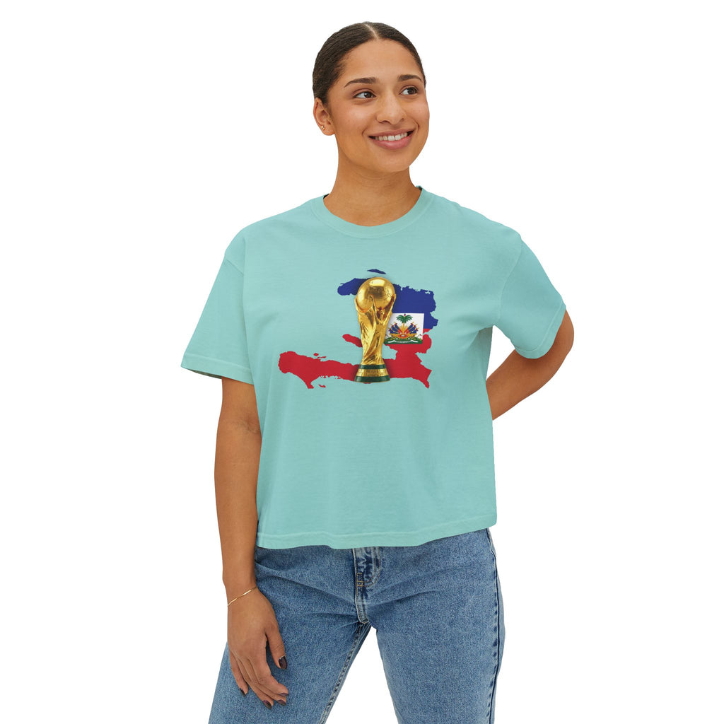 Haiti World Cup Trophy Tee — Women’s Boxy Soccer Shirt