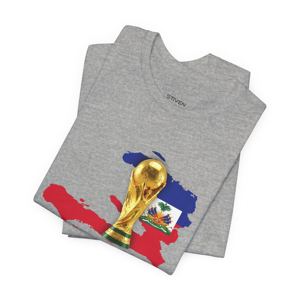 Haiti Map World Cup Trophy T-Shirt — Haitian Flag Soccer Fan Tee