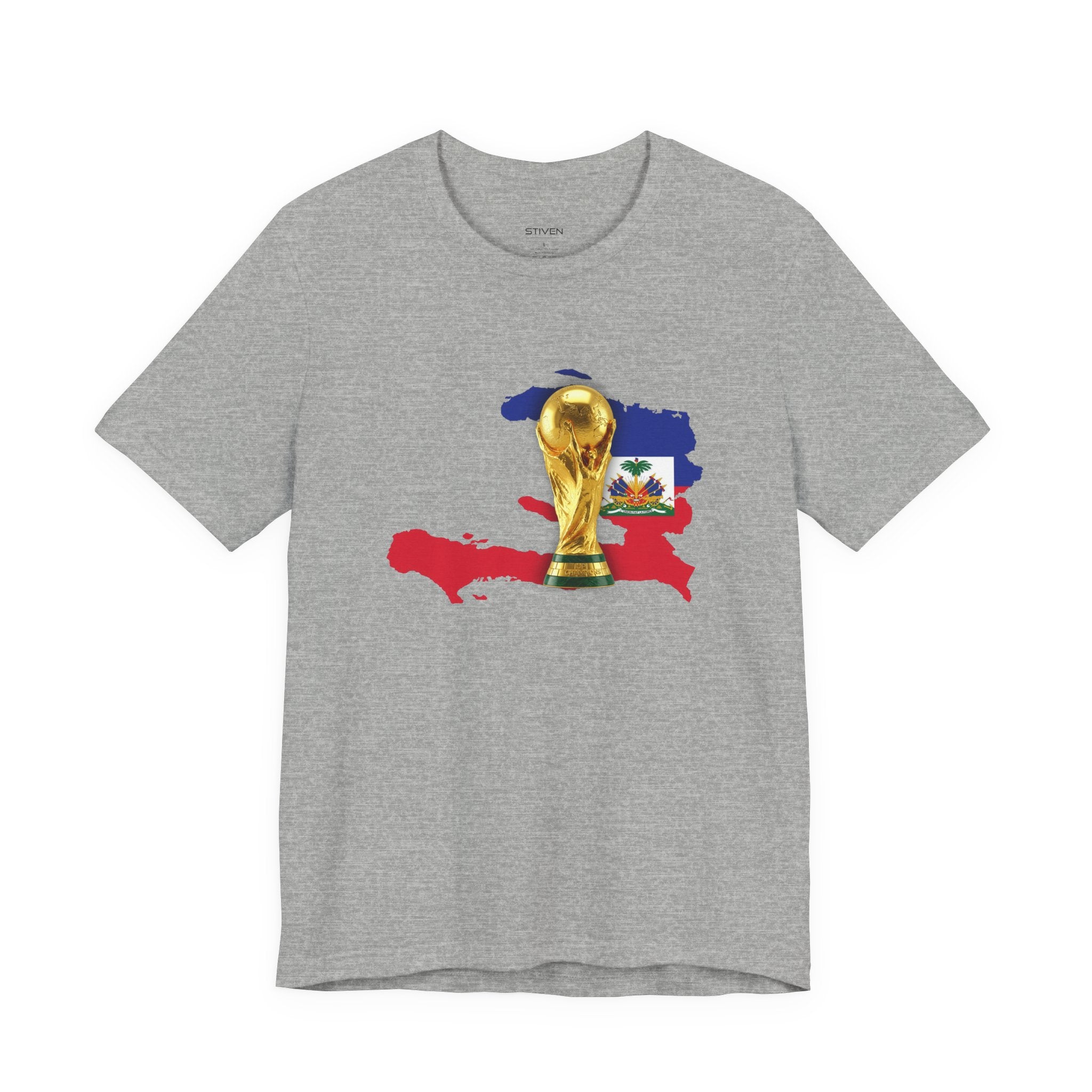 Haiti Map World Cup Trophy T-Shirt — Haitian Flag Soccer Fan Tee
