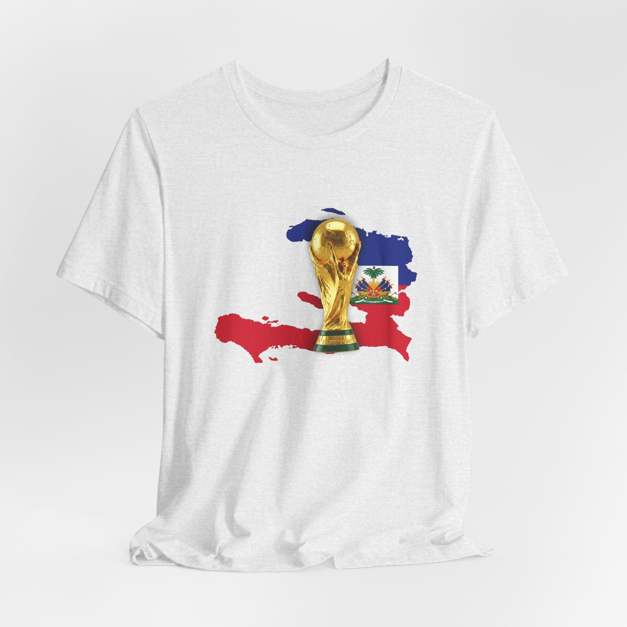 Haiti Map World Cup Trophy T-Shirt — Haitian Flag Soccer Fan Tee
