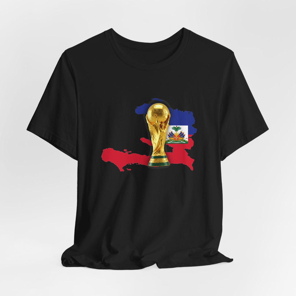 Haiti Map World Cup Trophy T-Shirt — Haitian Flag Soccer Fan Tee