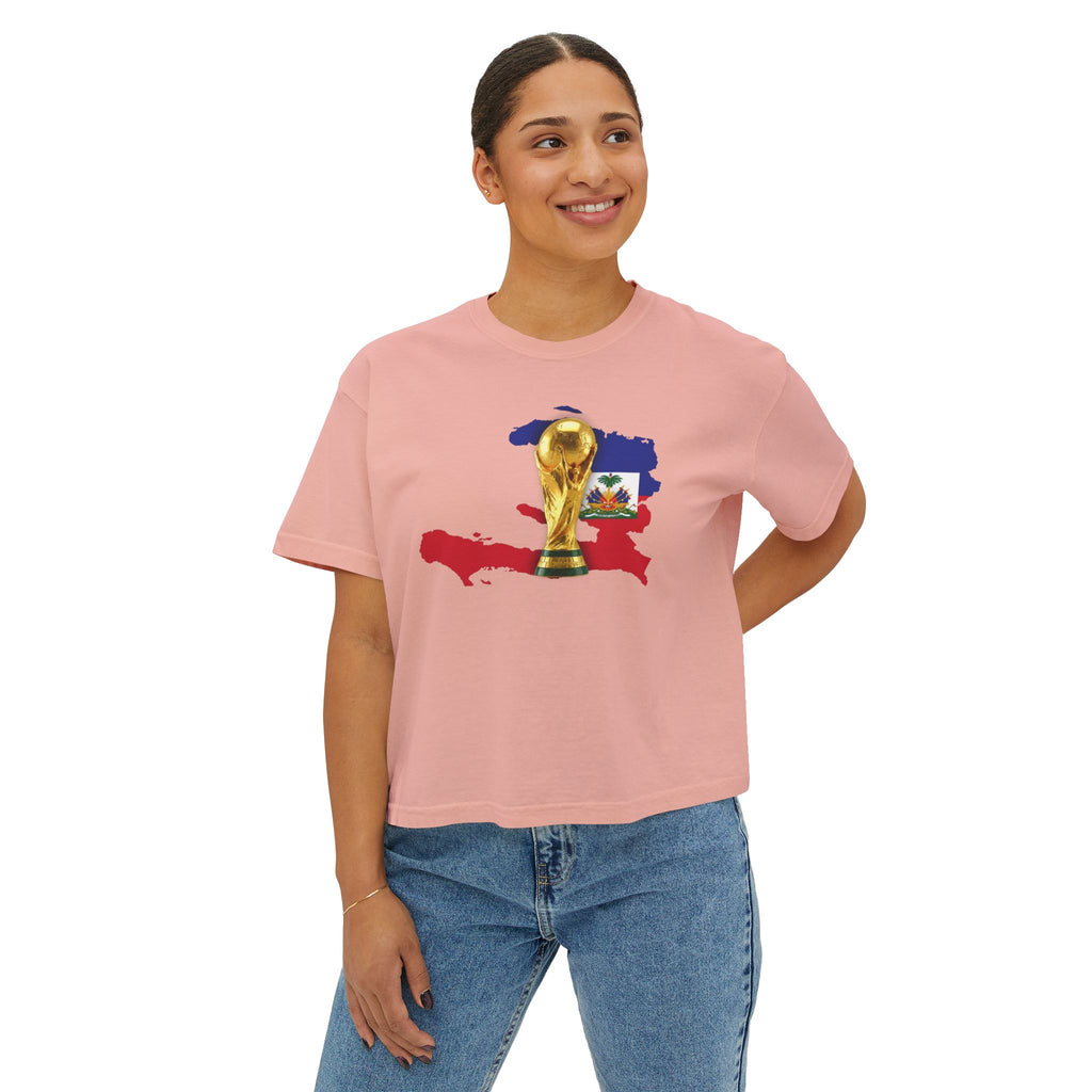 Haiti World Cup Trophy Tee — Women’s Boxy Soccer Shirt