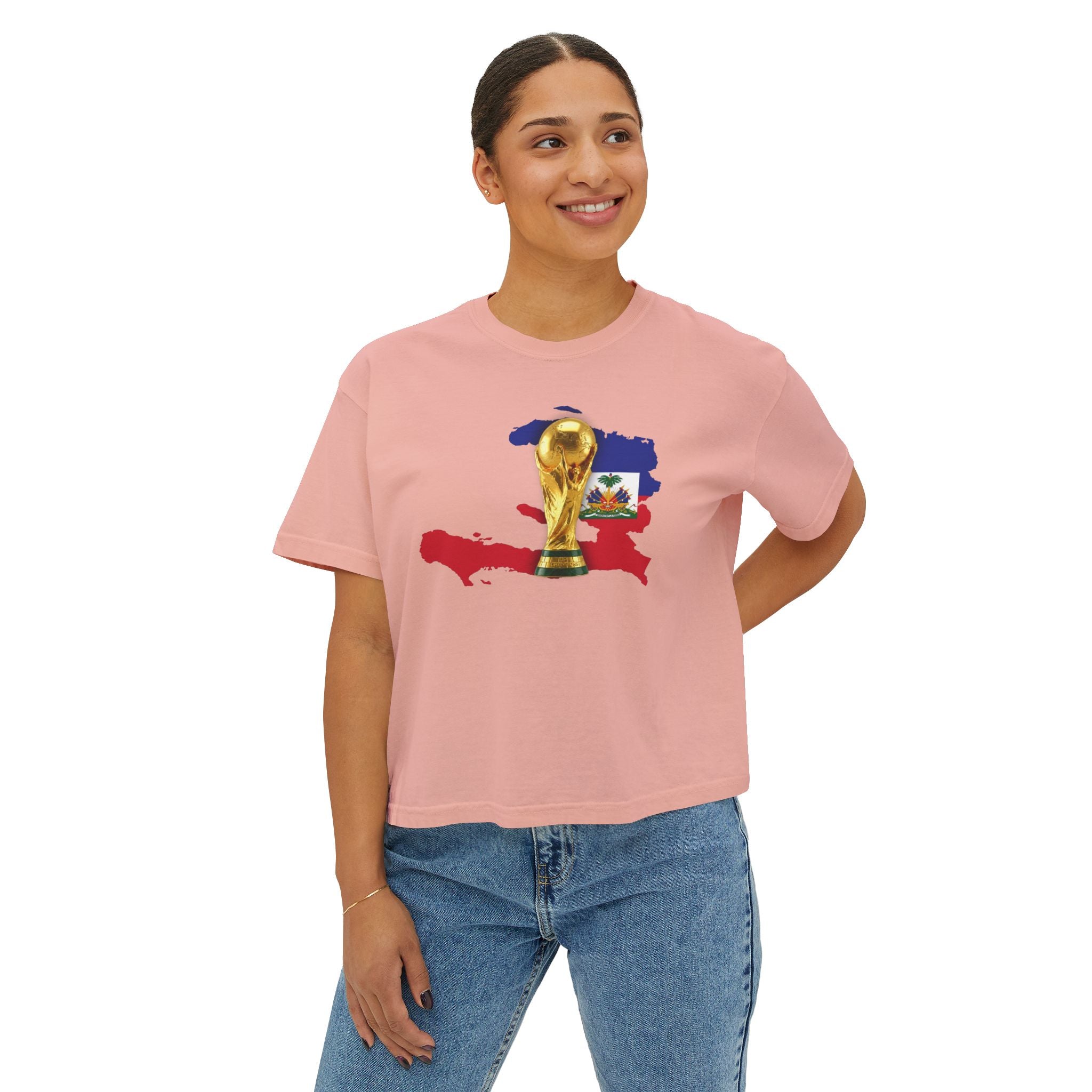 Haiti World Cup Trophy Tee — Women’s Boxy Soccer Shirt