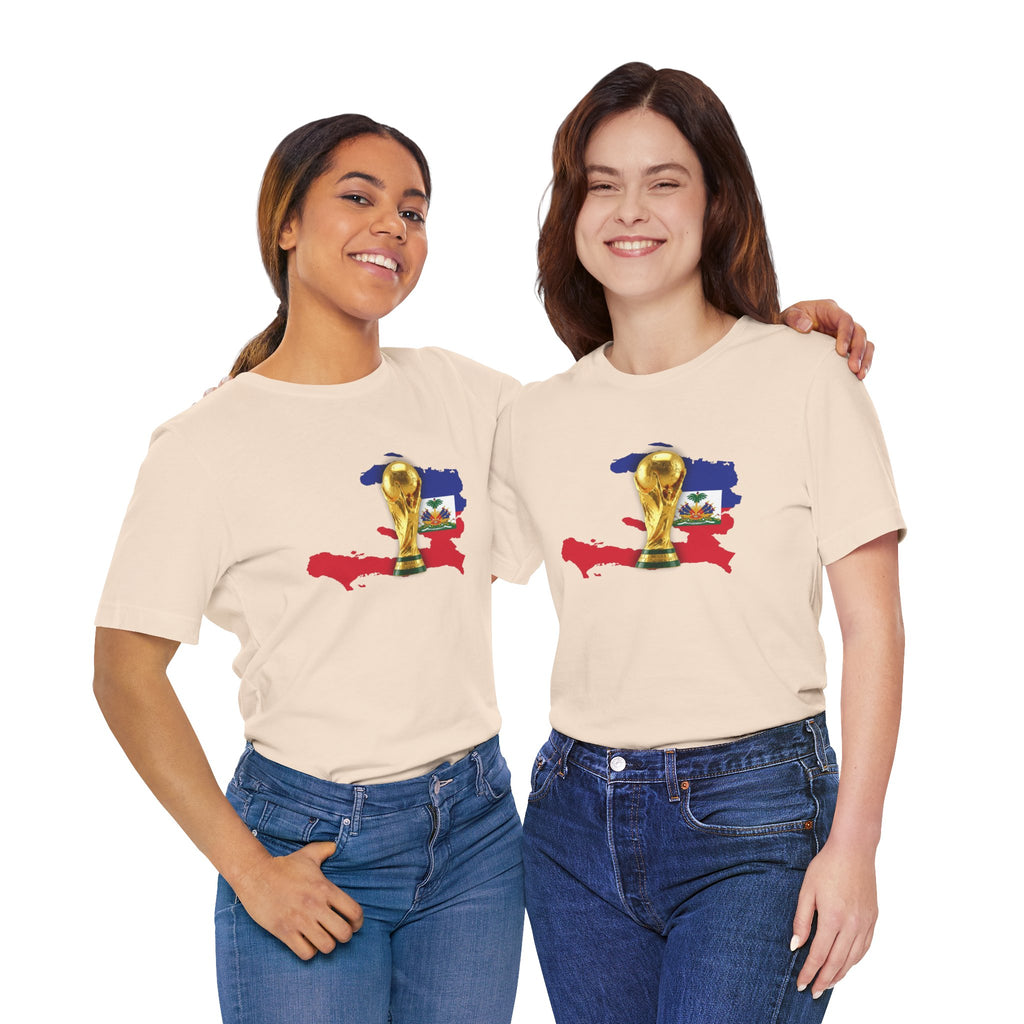 Haiti Map World Cup Trophy T-Shirt — Haitian Flag Soccer Fan Tee