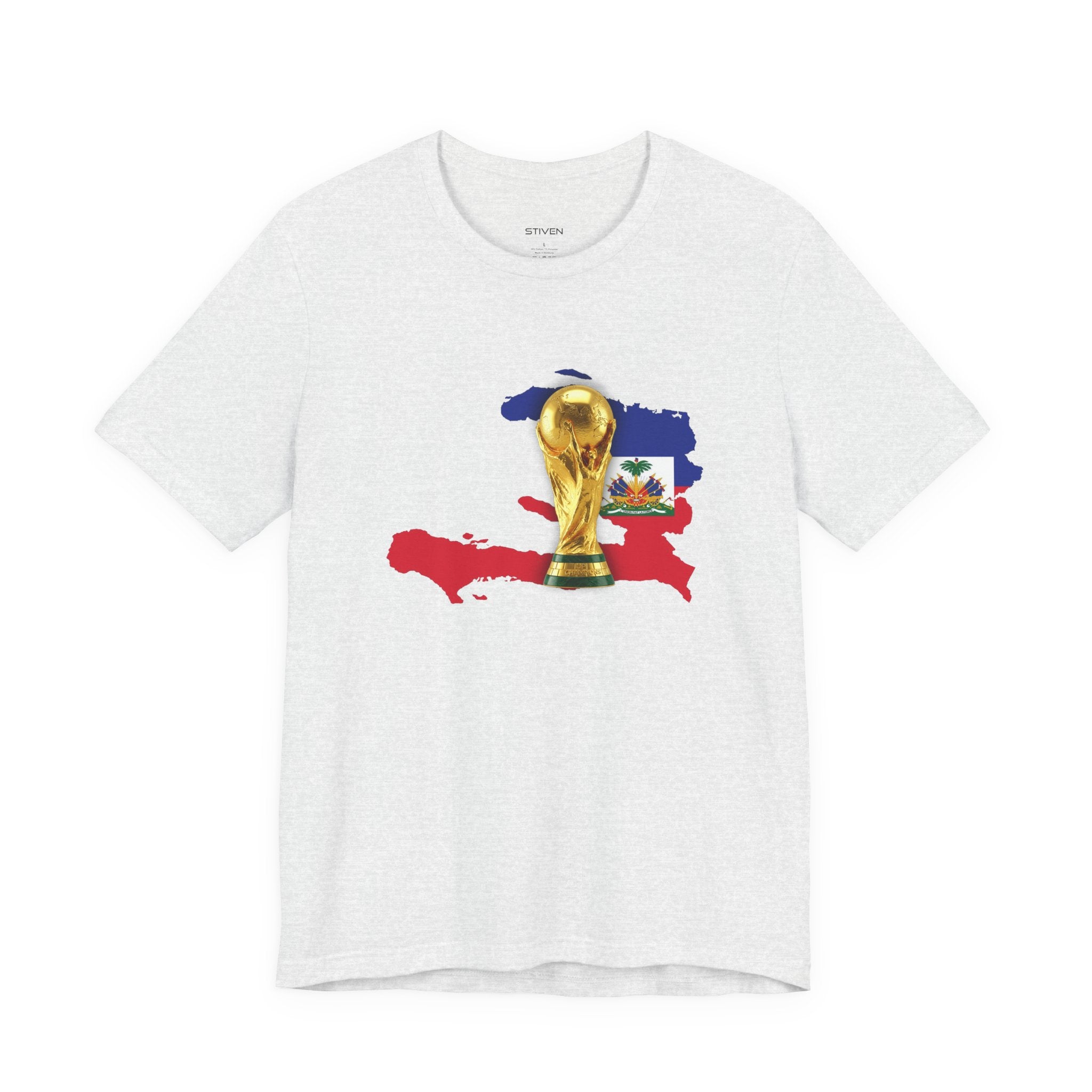 Haiti Map World Cup Trophy T-Shirt — Haitian Flag Soccer Fan Tee