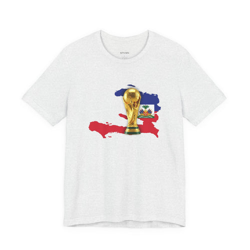 Haiti Map World Cup Trophy T-Shirt — Haitian Flag Soccer Fan Tee