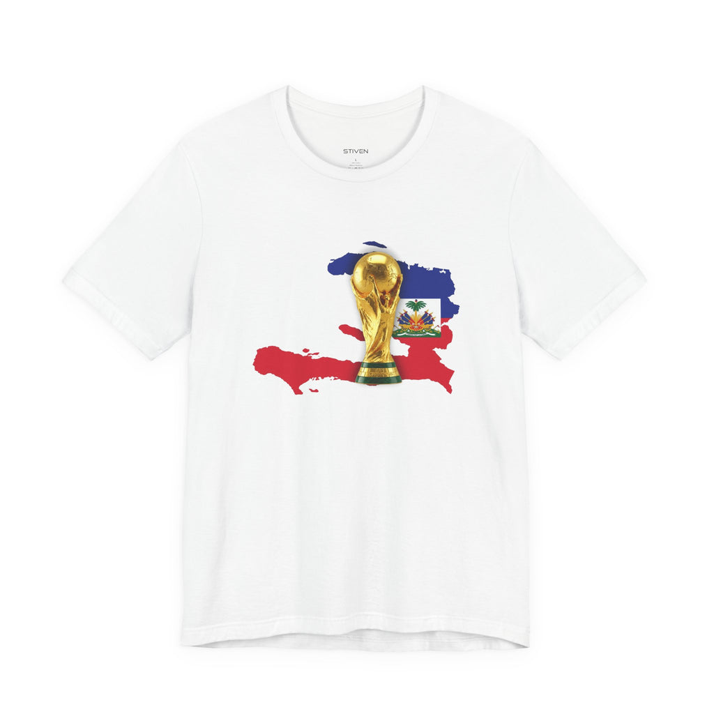 Haiti Map World Cup Trophy T-Shirt — Haitian Flag Soccer Fan Tee