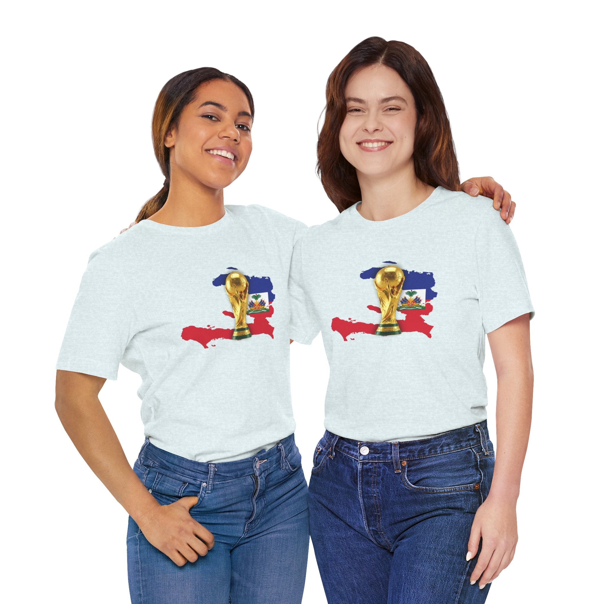 Haiti Map World Cup Trophy T-Shirt — Haitian Flag Soccer Fan Tee
