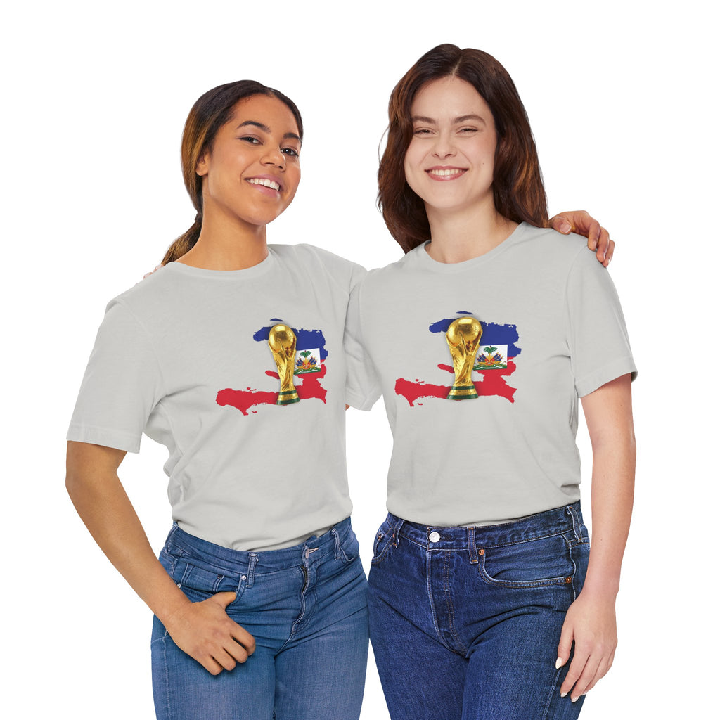 Haiti Map World Cup Trophy T-Shirt — Haitian Flag Soccer Fan Tee