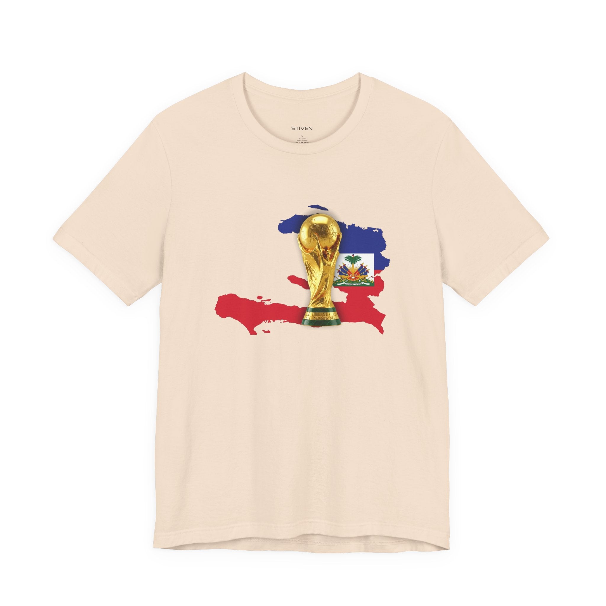 Haiti Map World Cup Trophy T-Shirt — Haitian Flag Soccer Fan Tee