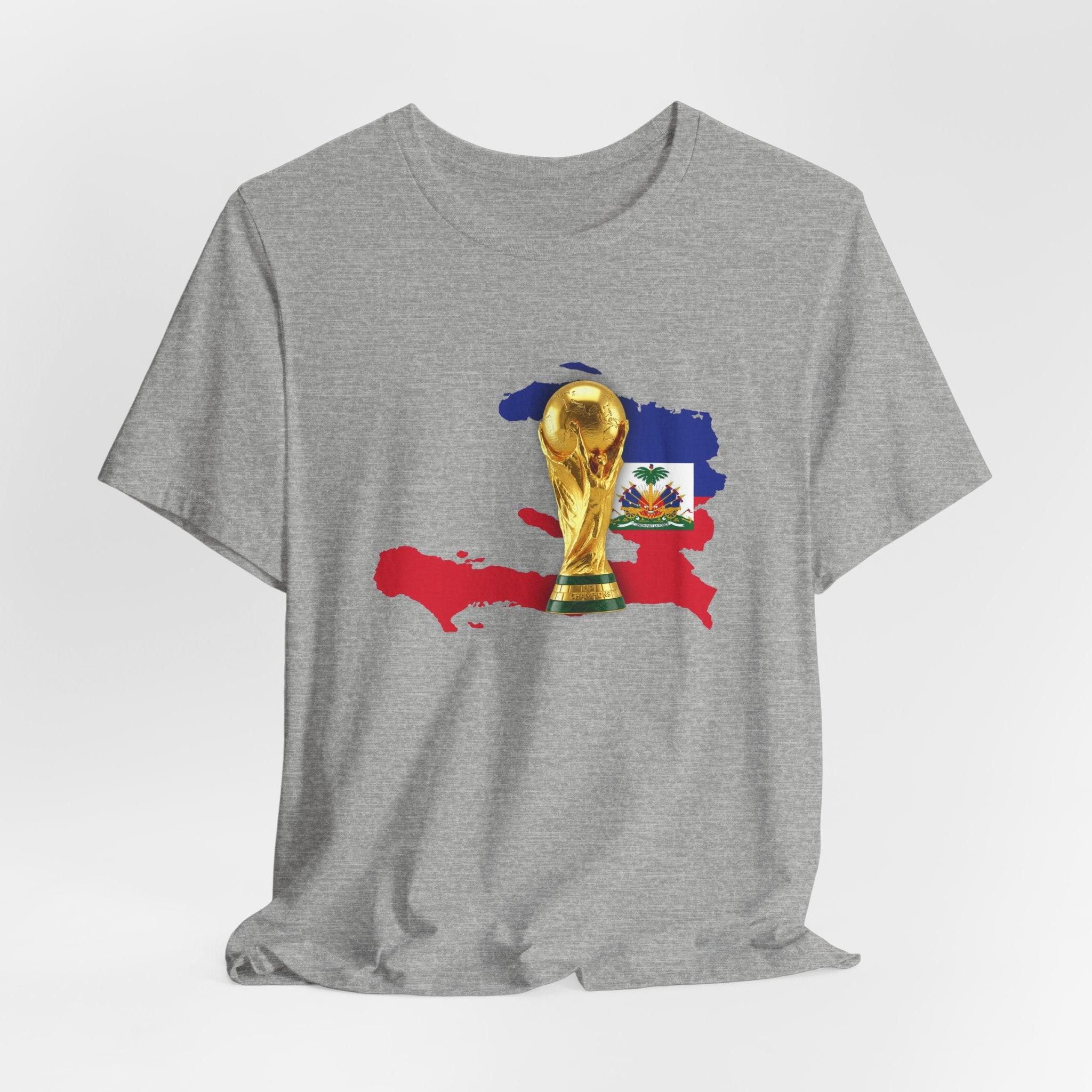 Haiti Map World Cup Trophy T-Shirt — Haitian Flag Soccer Fan Tee