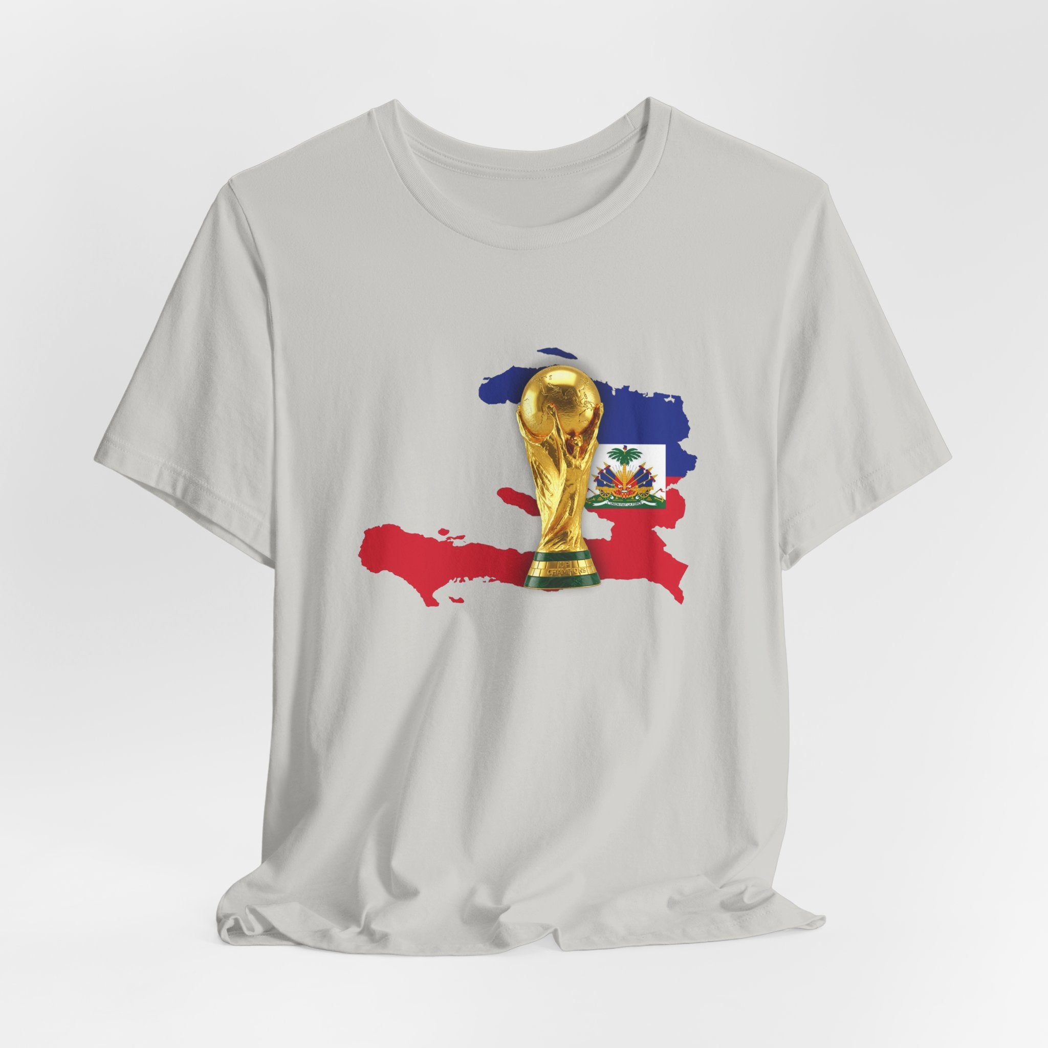 Haiti Map World Cup Trophy T-Shirt — Haitian Flag Soccer Fan Tee