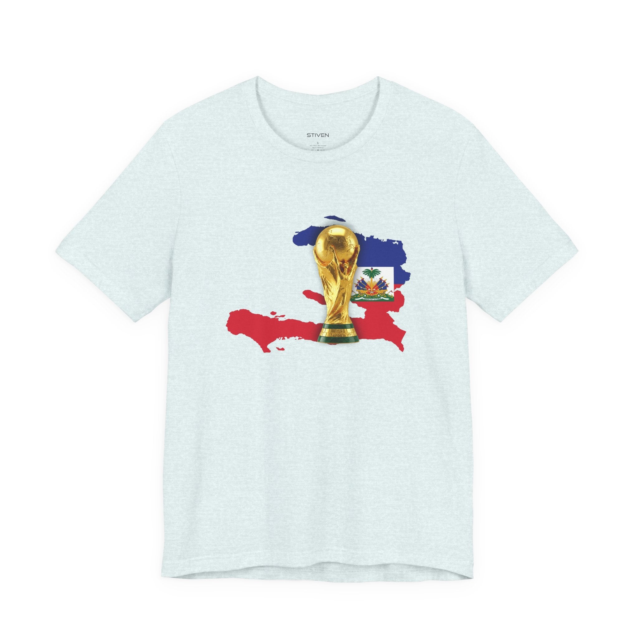 Haiti Map World Cup Trophy T-Shirt — Haitian Flag Soccer Fan Tee